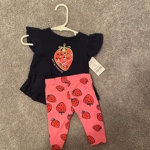 Carter’s three month summer outfit strawberry theme. Navy shirt pink pants